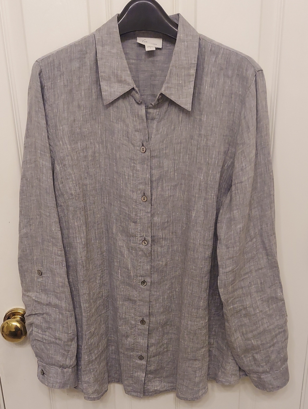 J.Jill Love Linen Gray Button Down Tunic Shirt Small